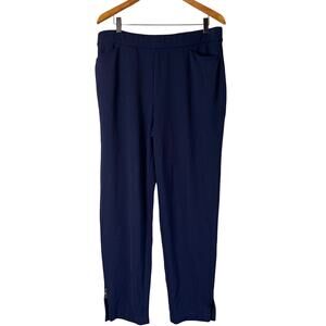 A609738 ISAAC MIZRAHI Pebble Knit Slim Leg Ankle Pant Dark Navy L